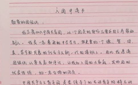 学生会副主席入团申请范本